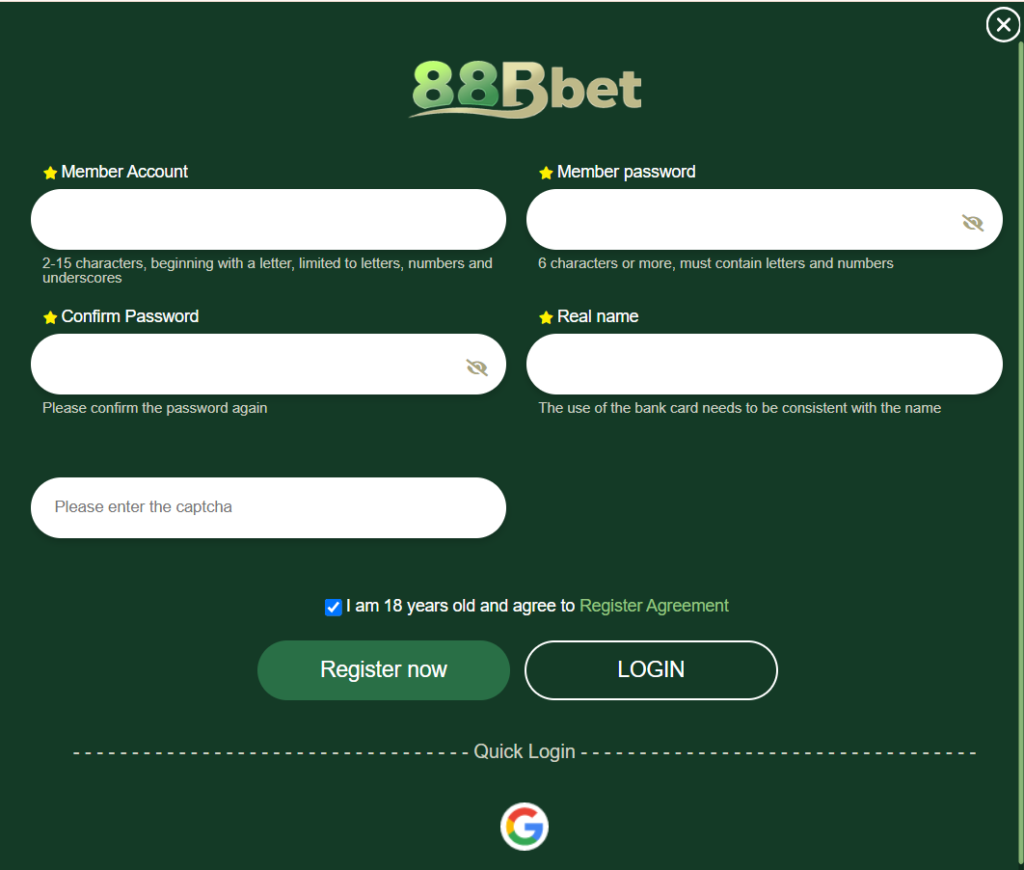 88Bbet Game Register